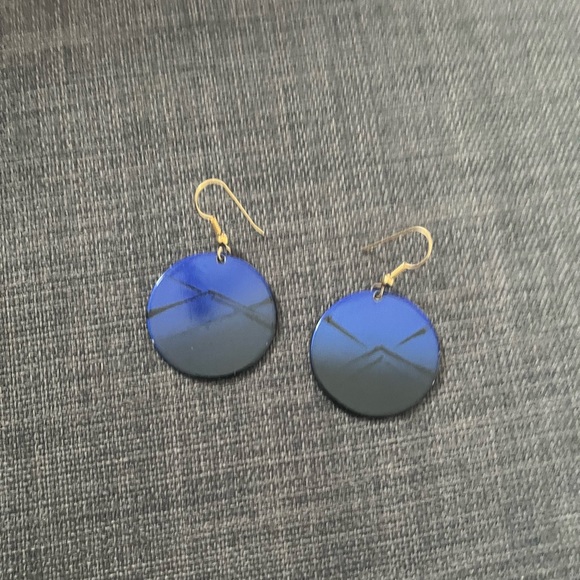 Vintage Night Mountain Drop Earrings Dangling Circle Geometric Night Scene Retro - Picture 2 of 5